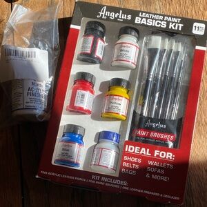 Angelus Leather Paint Basics Kit & 4oz No.620 Matte Acrylic Finisher Set